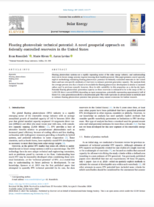 Floating Photovoltaic Technical Potential: A Novel Geospatial Approach on Federally Controlled Reservoirs in the United States